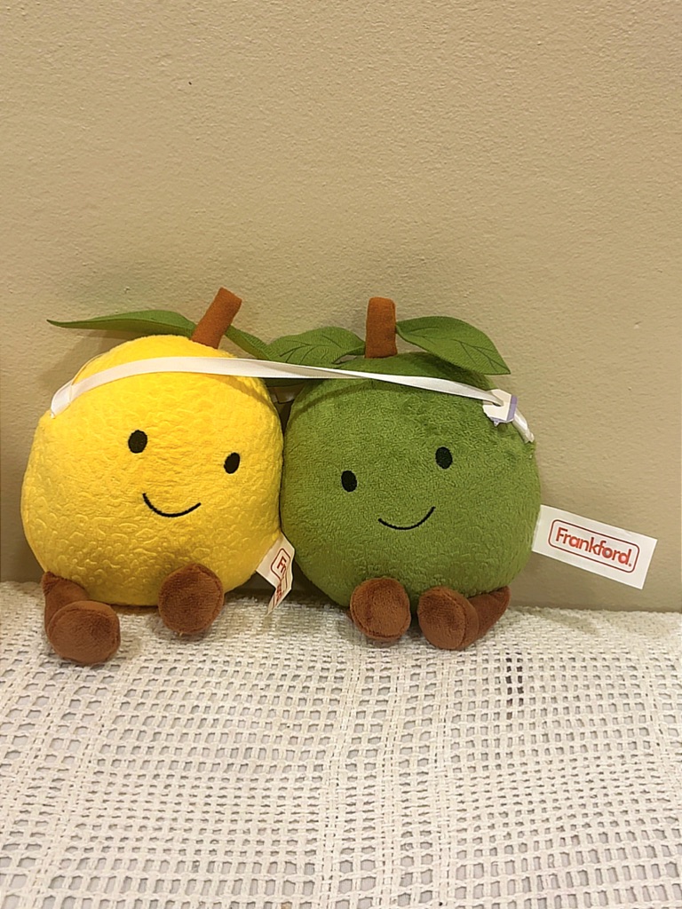 Kids Plush Fruit Pair  Yellow  Green Apple Plush Toys